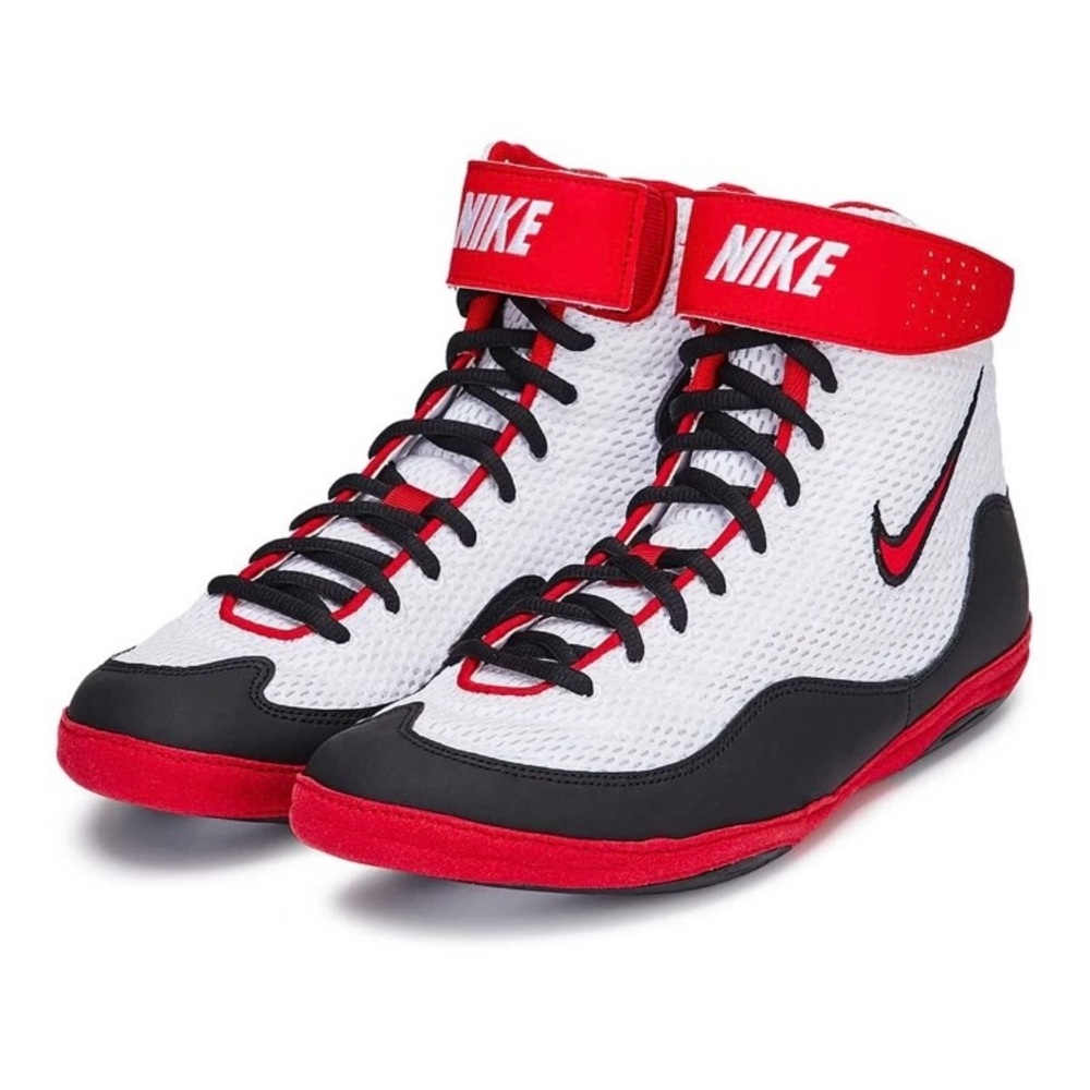 Nike Inflict Wrestling Boxing Shoes Size 8 White University Red Black